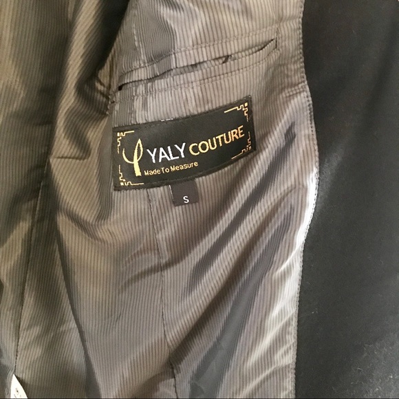 Custom Designed & Tailored Wool / Leather Coat, Size S - Picture 11 of 14